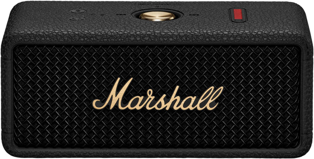 Front. Marshall - Emberton III Portable Bluetooth Speaker with Rugged Waterproof / Dust-proof Wireless Design - Black and Brass.