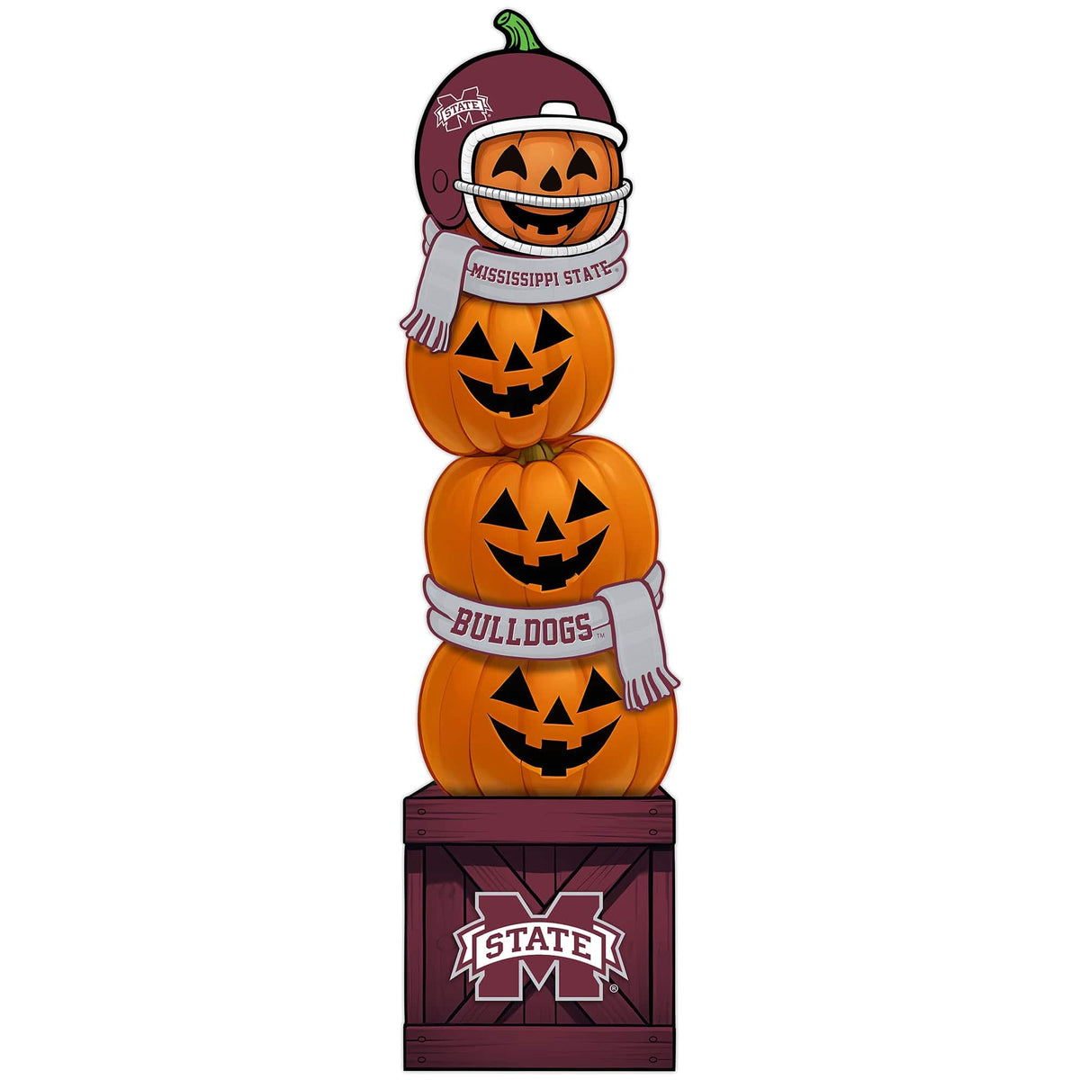 Fan Creations - Mississippi State Bulldogs 31" Stacked Pumpkin Leaner - Multicolor