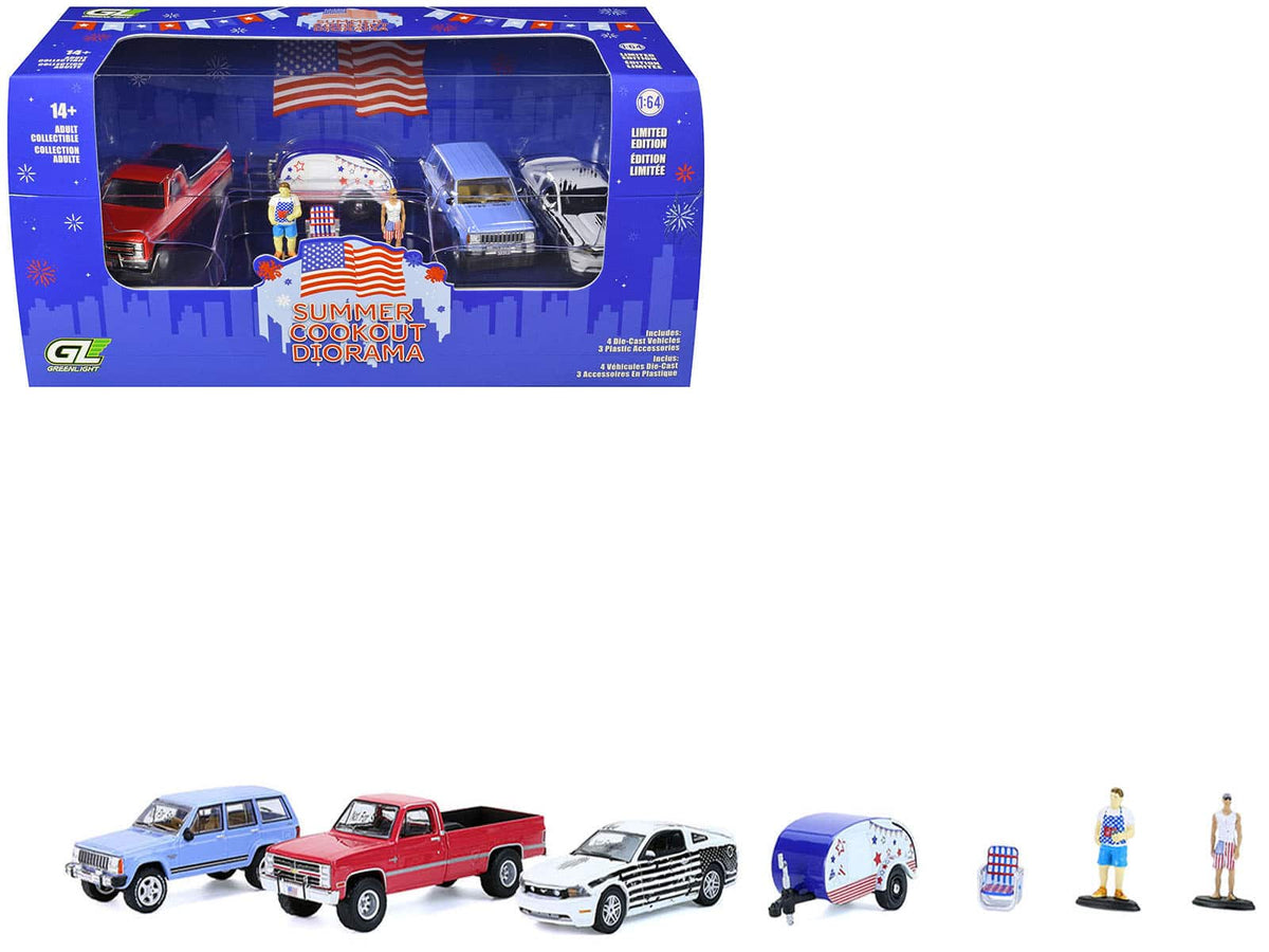 Summer Cookout Diorama" Set of 7 Pieces 1/64 Diecast Model Cars by Greenlight