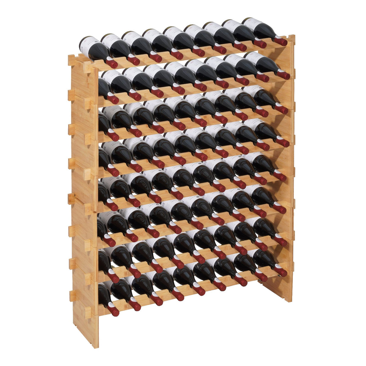 VEVOR - 72 Bottle Stackable Modular Wine Rack, 8-Tier, Floor Freestanding Wine Storage Rack, Sturdy Wines Holder Display Shelf - Natural Wood