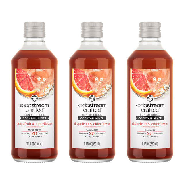Sodastream crafted non-alcoholic cocktail mixer grapefruit & elderflower. Makes about 20 mocktails or drinks. 4 FL OZ (118 mL)