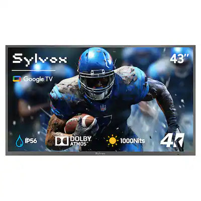 Sylvox - 43" Outdoor TV, 1000nits Google Smart TV, IP56 Waterproof Partial Sun Outside TV(Deck Pro3.0）