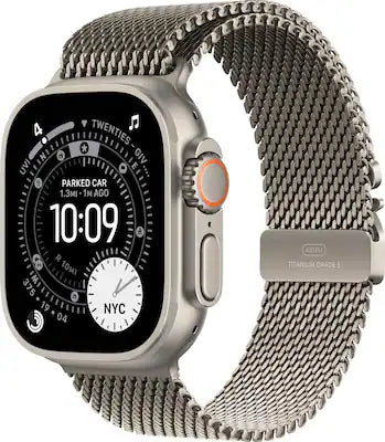 Apple - Watch Ultra 3 (GPS+Cellular) 49mm Titanium Case with Titanium Milanese Loop - Medium