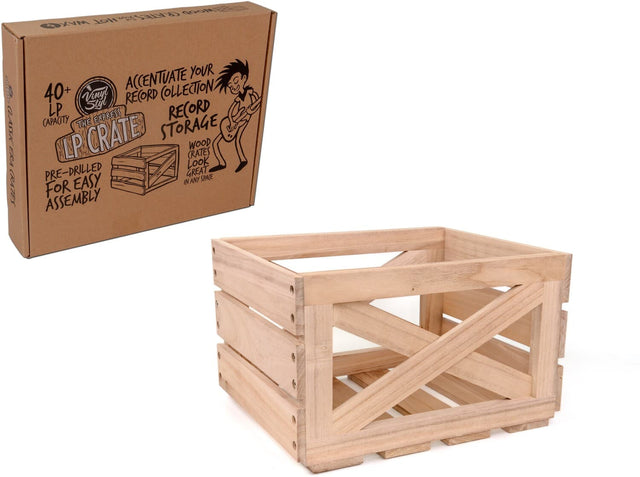 40+ LP Capacity  
The Express LP Crate  
Pre-drilled for easy assembly  

Accentuate your record collection  
Record storage  
Wood crates look great in any space