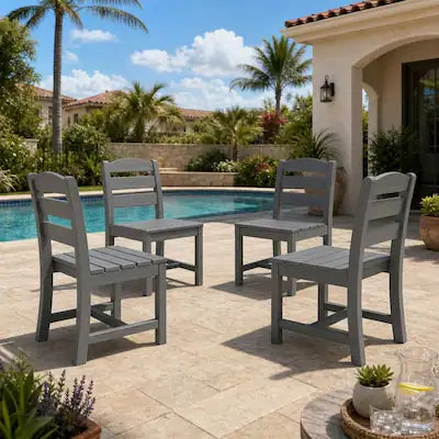 SERWALL - Outdoor HDPE Armless Dining Chairs Set of 4,All-Weather Use
