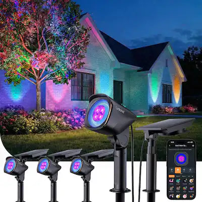 Linkind - Smart Solar Lights Outdoor, Dual-Ring Solar & USB Charging, IP66 Waterproof, Color Changing, 4 Pack