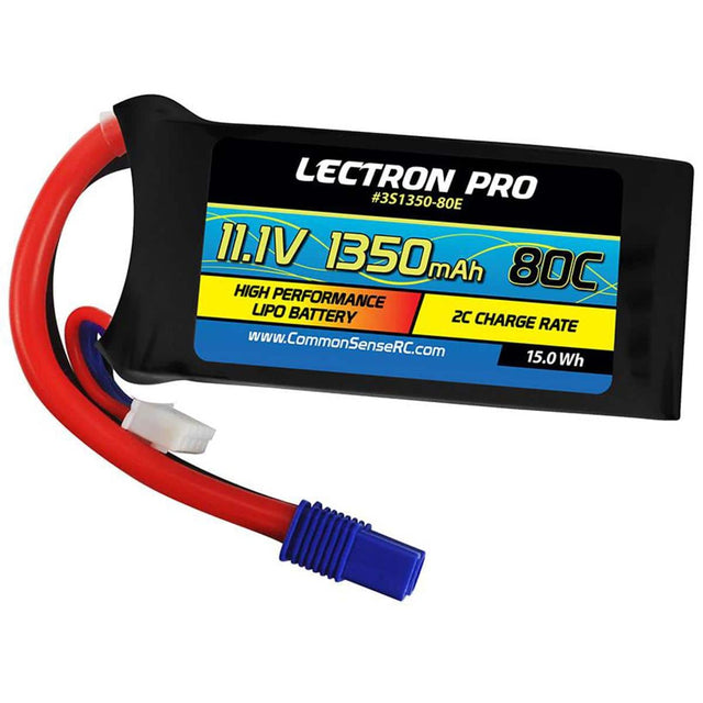 LECTRON PRO #3S1350-80E  
11.1V 1350mAh 80C  
HIGH PERFORMANCE LIPO BATTERY  
2C CHARGE RATE  
www.CommonSenseRC.com  
15.0 Wh