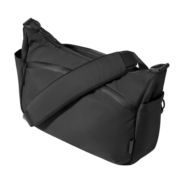 Front. ALPAKA - Flight Satchel 11L Messenger & Crossbody Bag for Work Travel, Fits 12.9" Tablet, Luggage Pass-Through - Black Axoflux 210D.