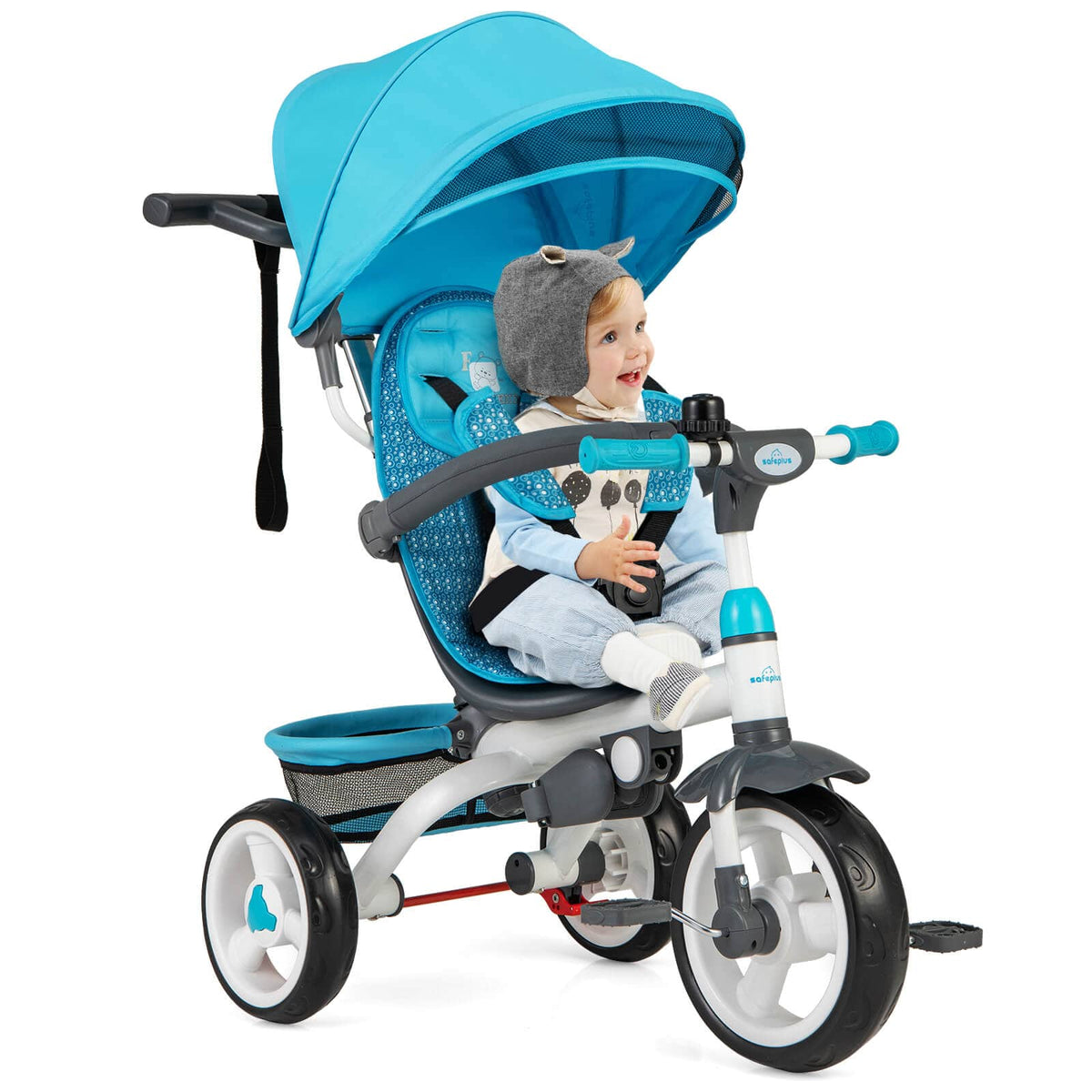 Costway - Baby Stroller Tricycle Detachable Learning Toy Bike - Blue