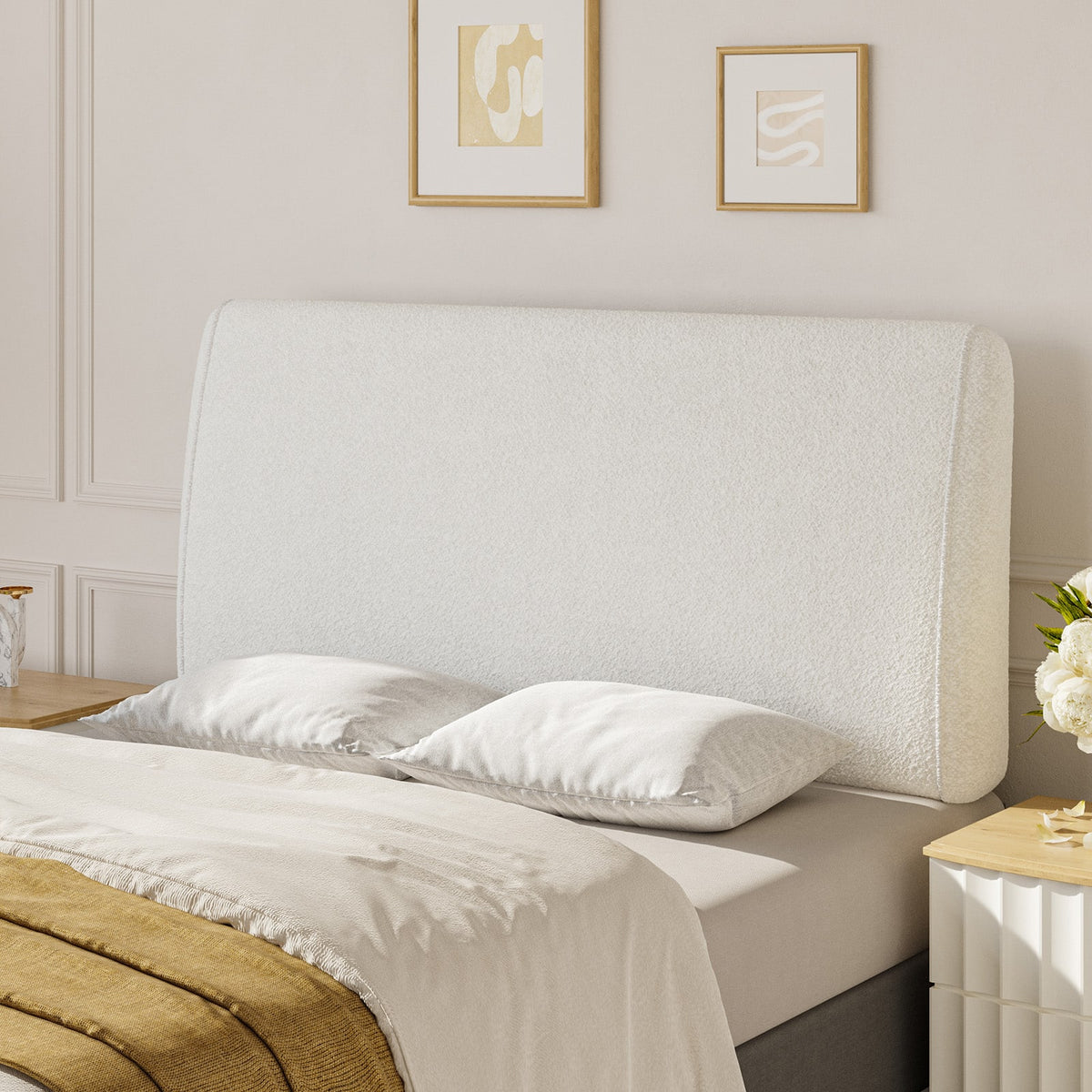 Pinmoco - 6.3“ Thickness Upholstered Headboard Ergonomic Design Headboard - White