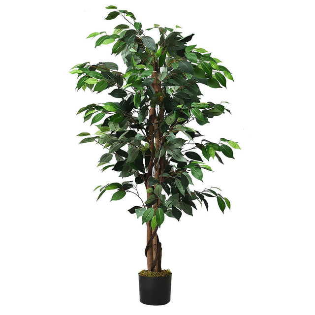 Front. Gymax - Gymax 4Ft Artificial Ficus Tree Fake Greenery Plant Home Office Decoration - Green.