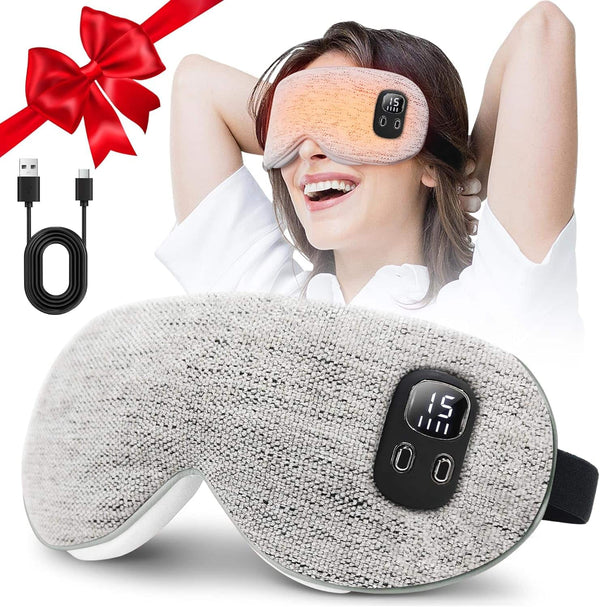 Core Tech - Cordless Rechargeable Heated Eye Mask with 4 Heat Levels, Adjustable Timer, Washable Cover for Dry Eyes & Sleep Relief - Gray