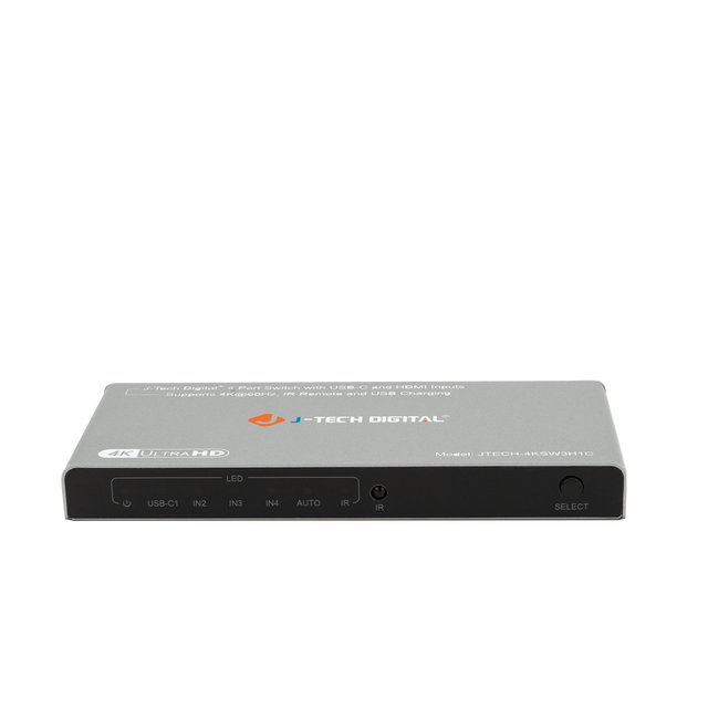 J-TECH DIGITAL 4K ULTRA HD Model: JTECH-4KSW3H1C LED USB-C1 IN2 IN3 IN4 AUTO IR IR SELECT