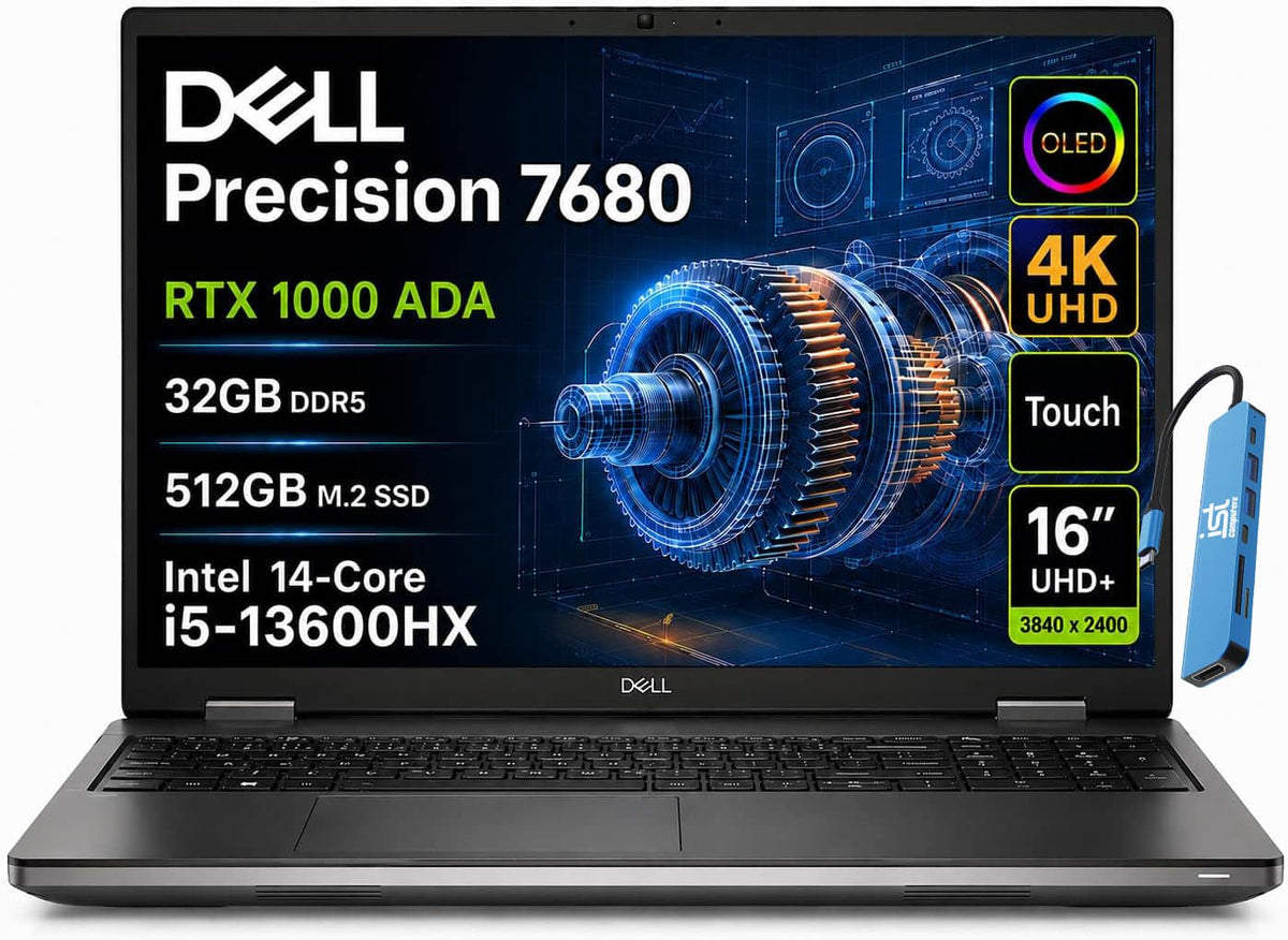 Dell - Precision 7680 16"UHD+ OLED Workstation - Precision 7 - NVIDIA RTX1000Ada - i5-13600HX - 32GB RAM - 512GB SSD - Win11Pro - Gray