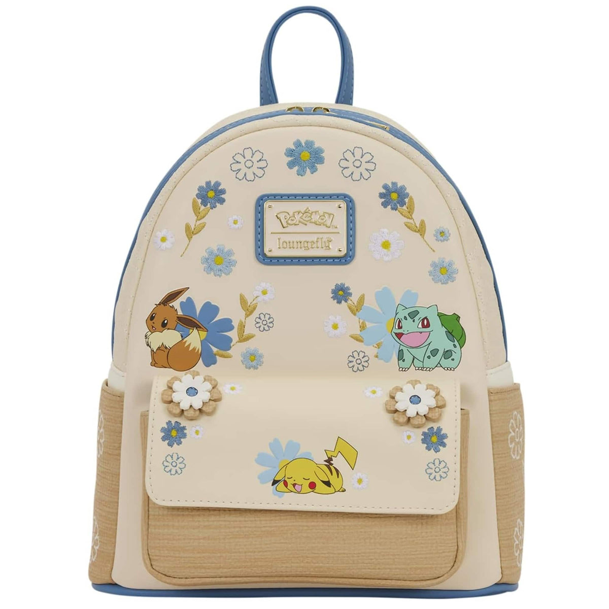 Loungefly Pokémon Beige and Blue Mini Backpack with Flowers - Multicolored