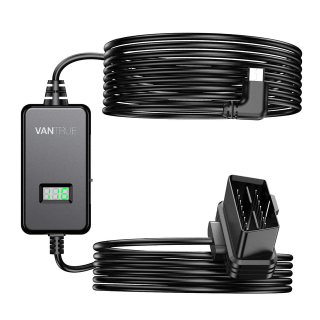 Front. Vantrue - Vantrue - 10ft USB LED Display OBD Hardwire Kit for Dash Cam, 3 Gear Shifting, Low Voltage Protection for Parking Mode.