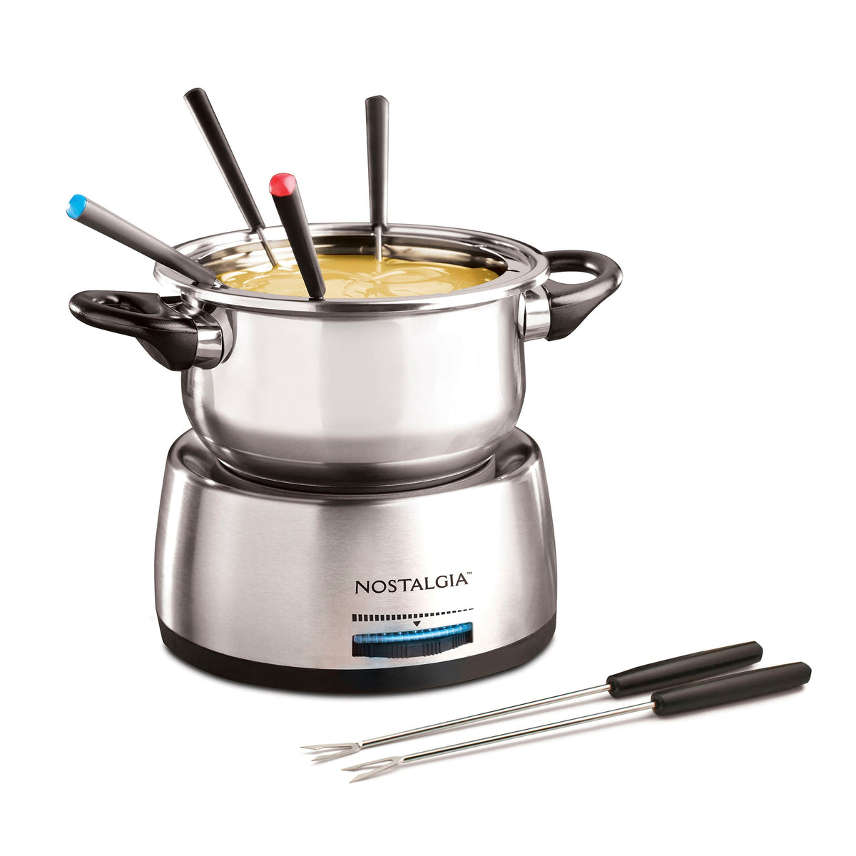 Nostalgia - 6-Cup Electric Fondue Pot with Temperature Control - Stainless Steel