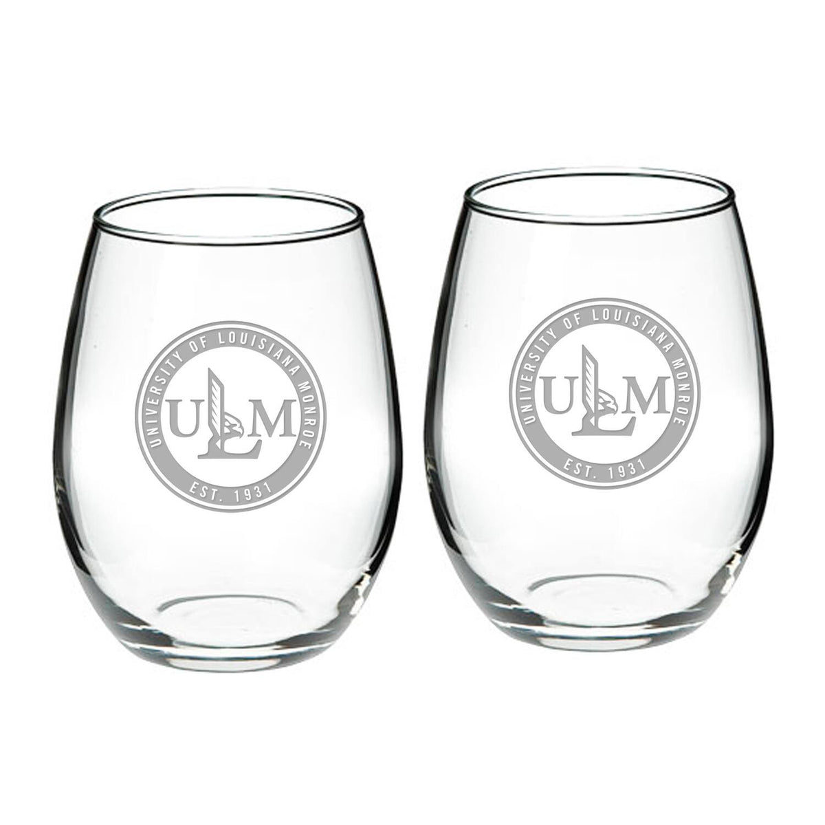Jardine - ULM Warhawks Team Design Two-Piece 21oz. Stemless Wine Glass Set - Multicolor