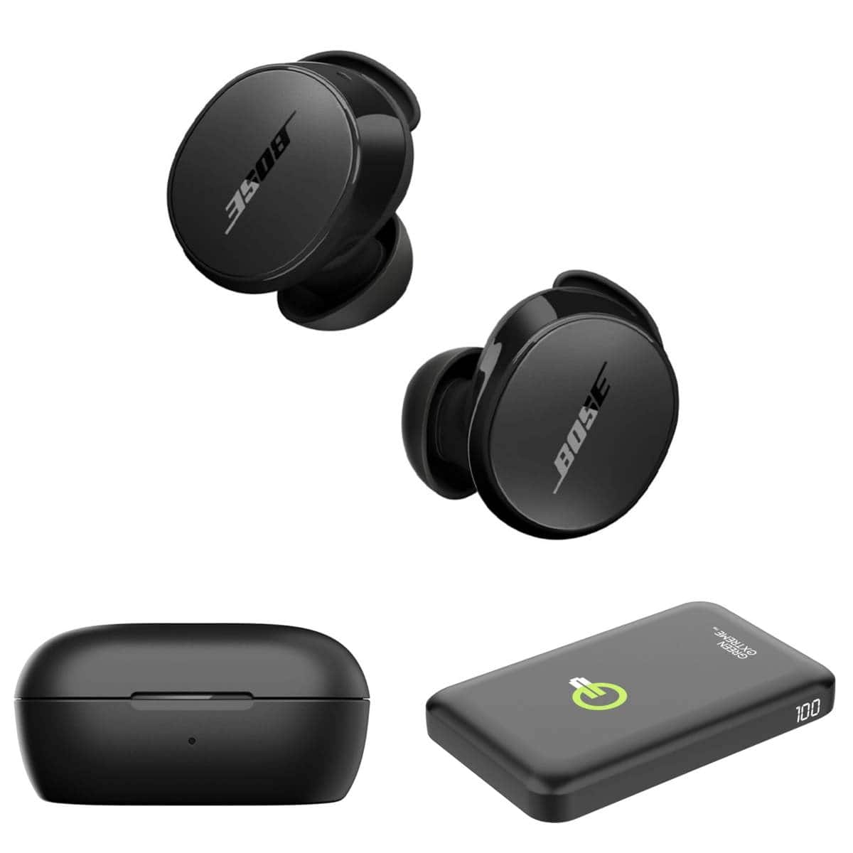 Bundle - Bose - QuietComfort Wireless Noise Cancelling Earbuds, Black, with 10000mAh 38.5Wh Qi Wireless Portable Power Bank