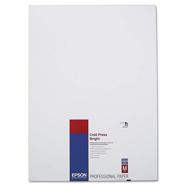 Cold Press Bright Distinguished archival paper for fine art reproduction and photography

100% cotton, textured bright

EPSON PROFESSIONAL PAPER