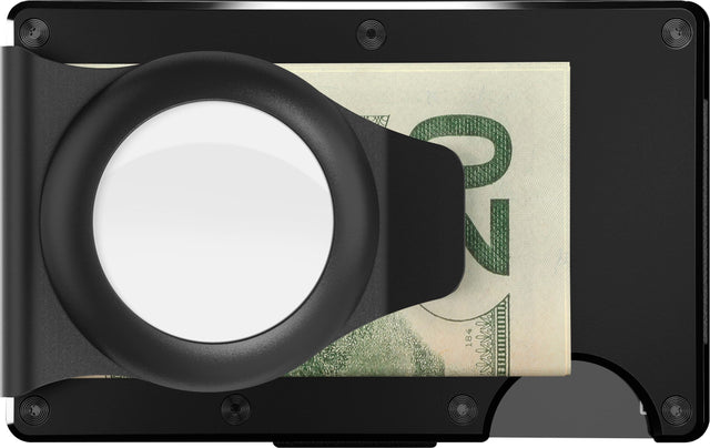 Front. The Ridge Wallet - AirTag Money Clip - Black.