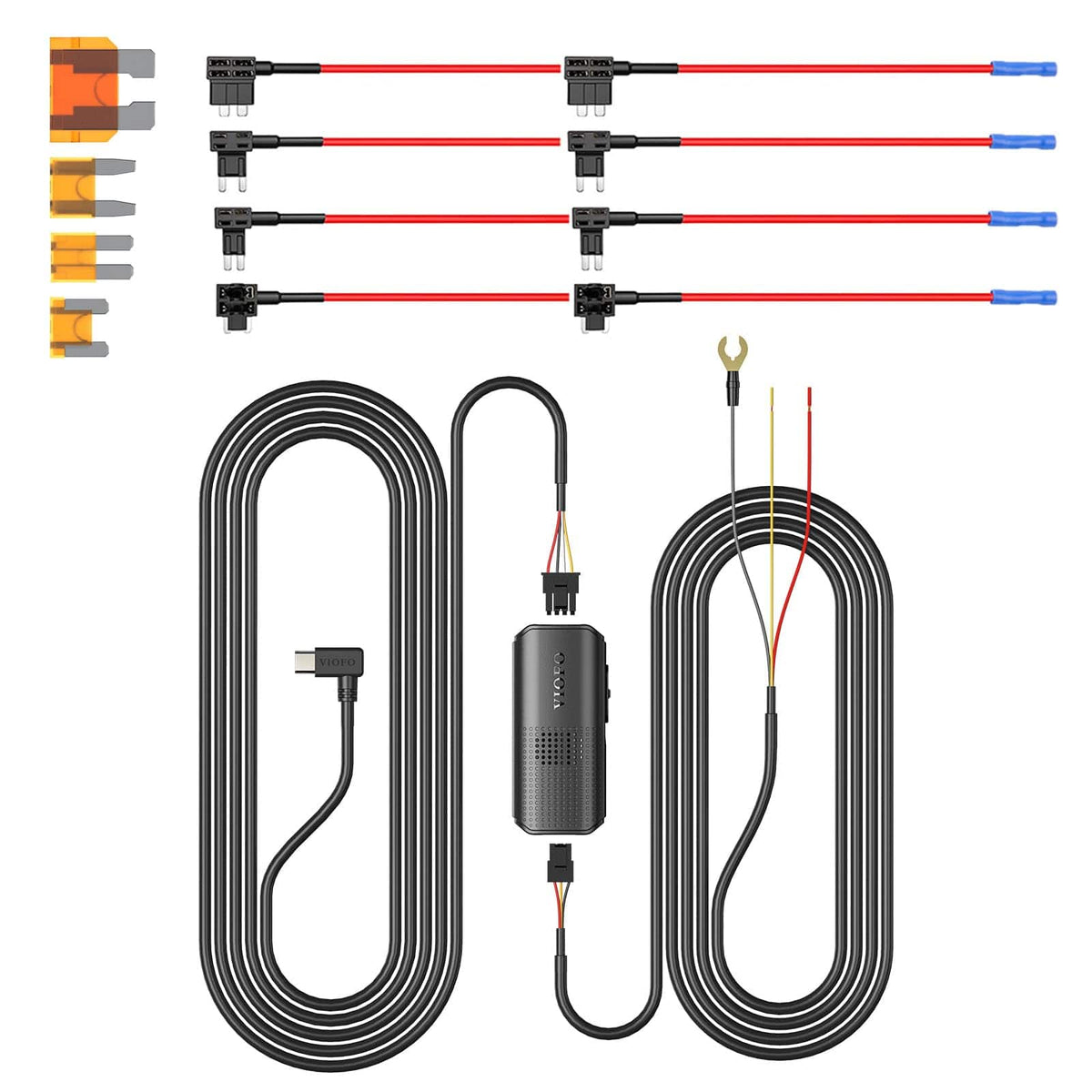 VIOFO - Type-C HK6 Acc Hardwire Kit with 8PCS Full Set Circuit Fuse Tap for A329S Series / A119M Pro Dash Cam - Black