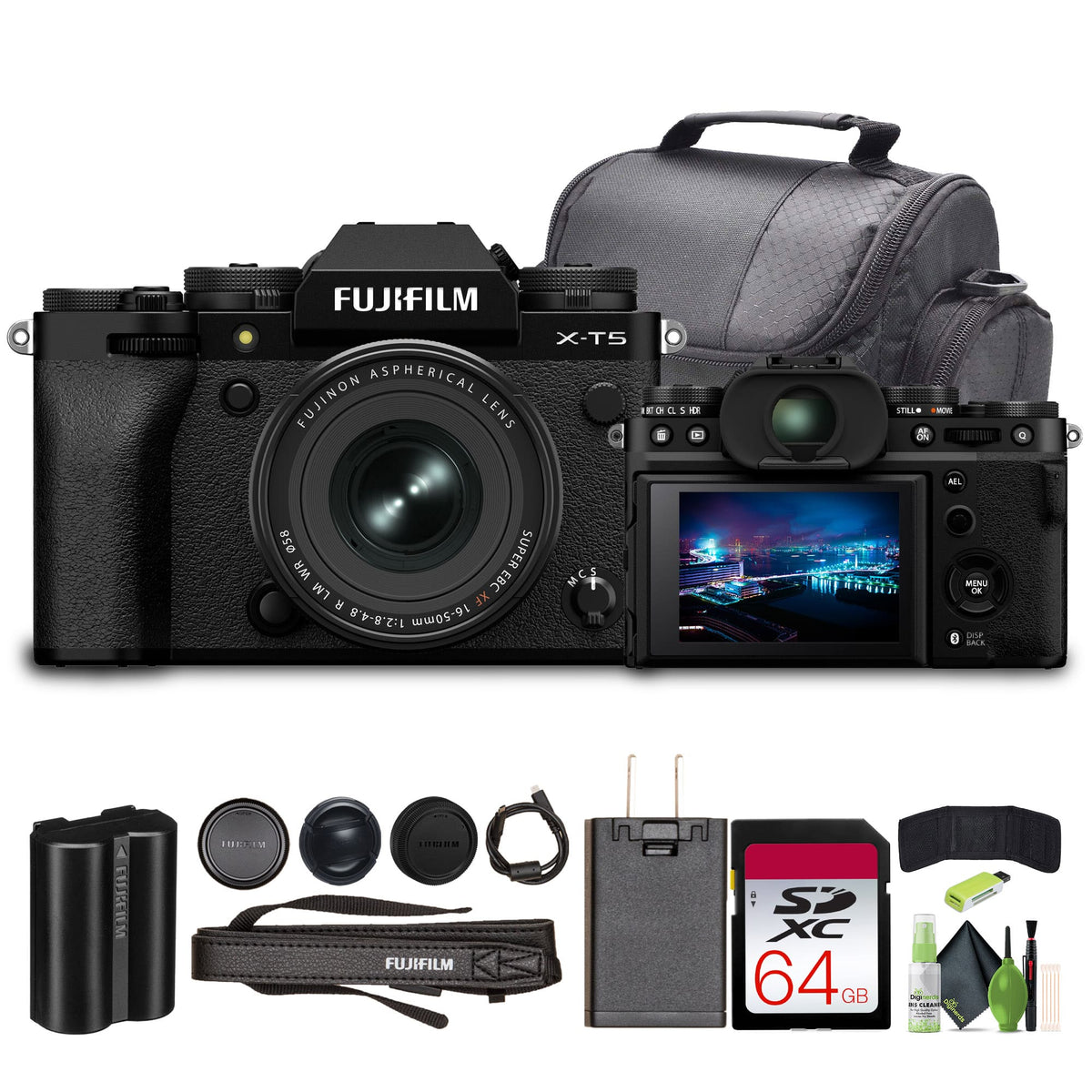 Bundle - Fujifilm - X-T5 Mirrorless Camera With XF 16-50mm f/2.8-4.8 Lens - Black