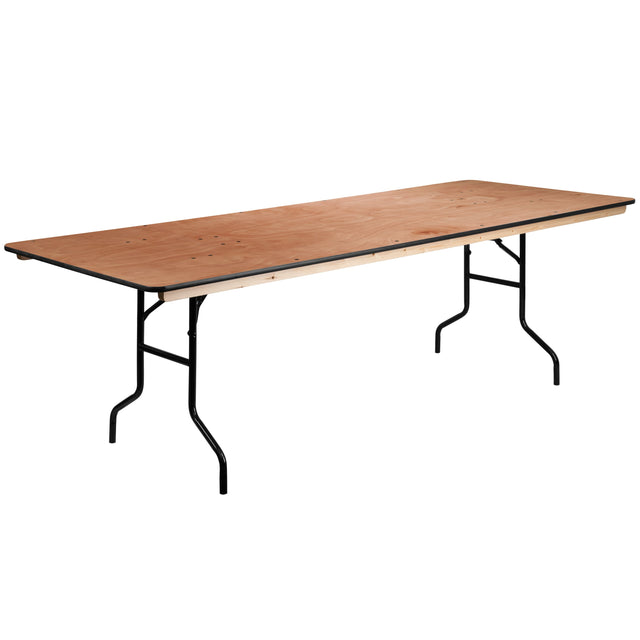 Front. Alamont Home - Fielder 8-Foot Rectangular Wood Folding Banquet Table with Clear Coated Finished Top - Natural.