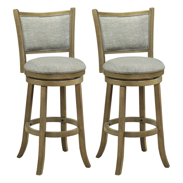 Front. Gymax - Gymax Swivel Bar Stools Set of 2 30 Inch Bar Height Chairs w/ Backrests & Wood Frame - Grey.