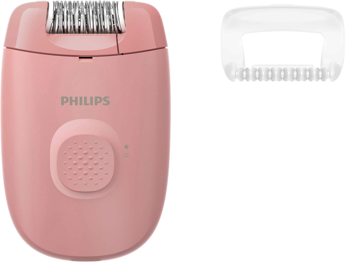 Philips - Compact Hair Removal Epilator Series 2000 for Women - Corded with 1 Accessory (BRE227/00) - Soft Blossom