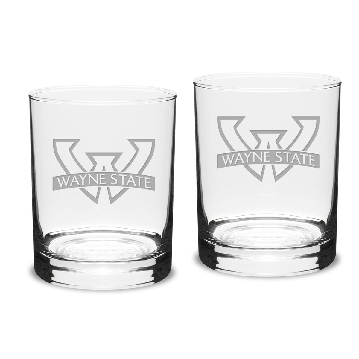 Jardine - Wayne State Warriors 14oz. 2-Piece Classic Double Old Fashioned Glass Set - Multicolor