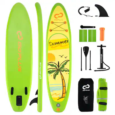 Costway - 10' Inflatable SUP Board, Portable Paddle Board with 5D rings Stand Up Paddle Board for Youth & Adult