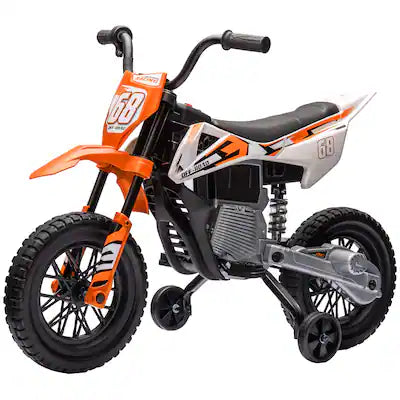 Qaba - Kids Electric Motorcycle w/ Twist Grip Throttle, Training Wheels