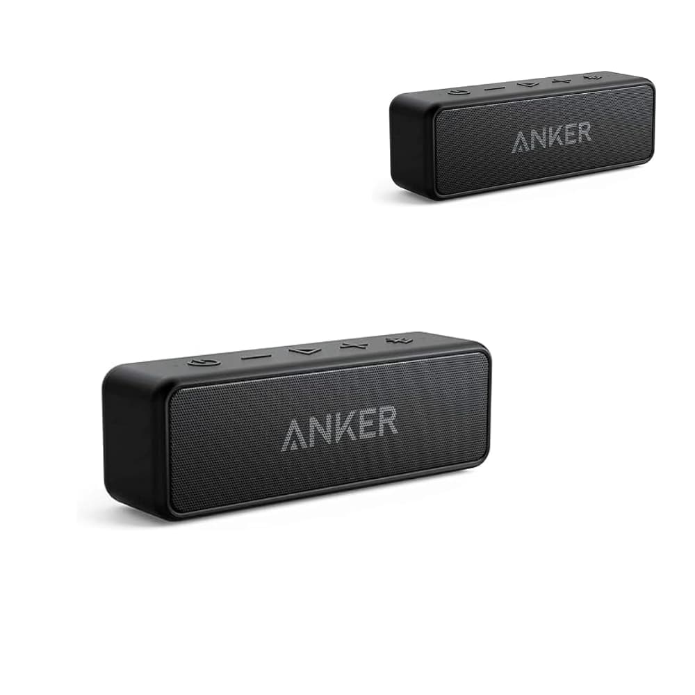 [2-pack] Anker Soundcore 2 Portable Bluetooth Speaker with 12W Stereo Sound - ,IPX7 Waterproof, 24-Hour Playtime - Black