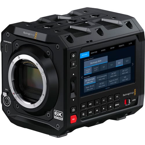 VIENFINDER Blackmagicdesign 0O AUDIO MONITOR RECORD SETUP PRESETS CUTS CLT 6K PULL FRAME REC WAR 121 Backmagic 81 S1 31 BK 241 5K DCI Anamorphic 1ae 65 HO Gate - 169 6K Open Super16 -S abea DO 4K 35 4.3 Super 0 Blackmagicdesign O8O F2 F1 LOCK S WS MENU ISO N 14 MIR

Blackmagic Design
6K
DCI 4K RAW