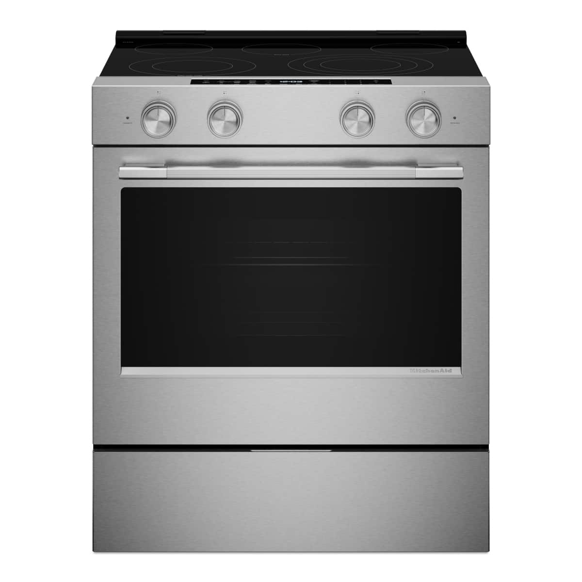 KitchenAid - 30 in. Wide 5 elements 5.3 cu. ft. Smart Slide-In Electric Range with Two Even-Heat Hyper Elements - Stainless Steel