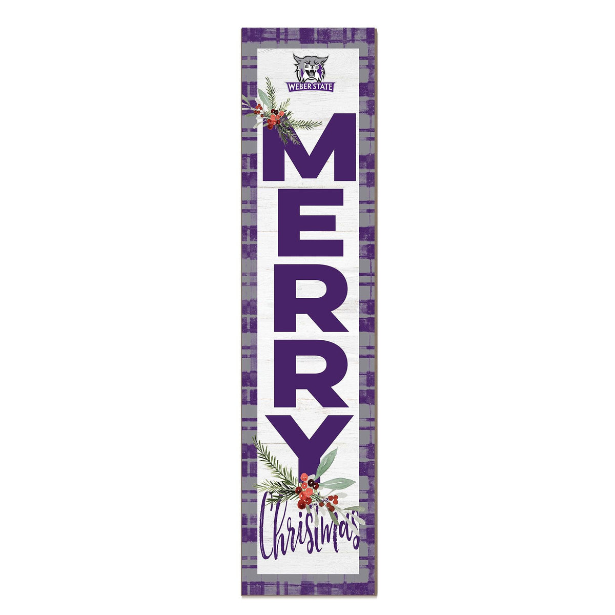 Jardine - Weber State Wildcats 12'' x 48'' Outdoor Merry Christmas Leaner - White