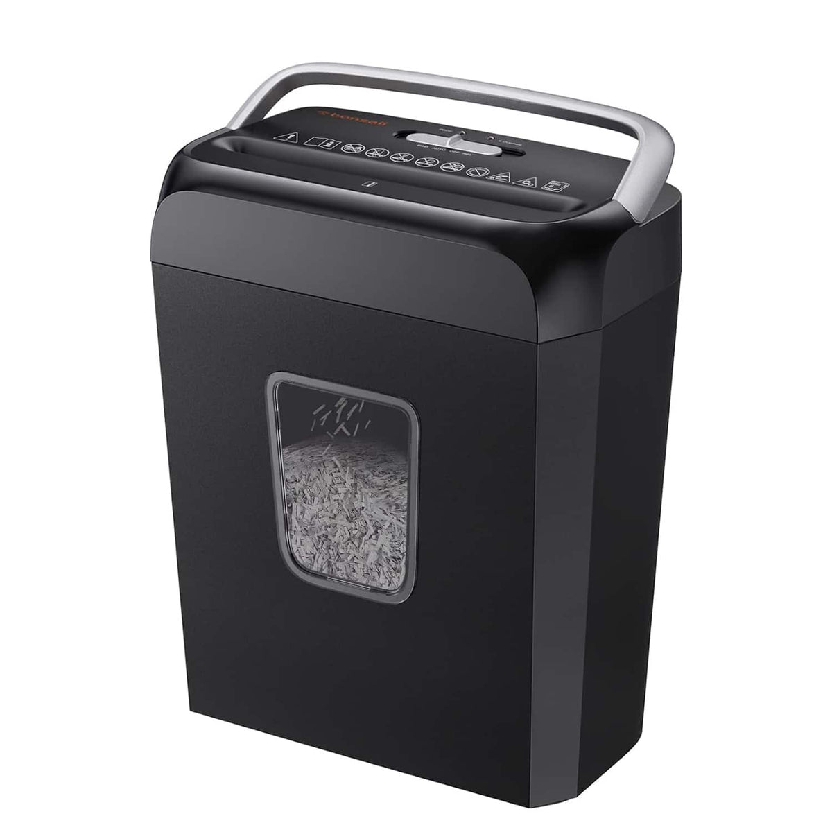 Bonsaii - 6-Sheet Cross Cut Paper Shredder - P-4 Security - 3.4-Gallon Bin with Handle - Overheat Protection - Home & Office - Black
