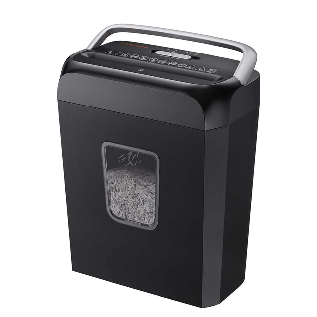 Front. Bonsaii - 6-Sheet Cross Cut Paper Shredder - P-4 Security - 3.4-Gallon Bin with Handle - Overheat Protection - Home & Office - Black.