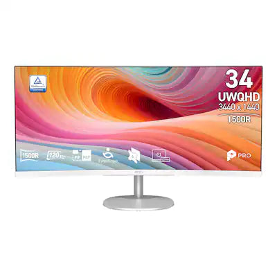 MSI - PRO MP341CQW E12 34" Curved UWQHD 120Hz 1ms VA Business Monitor with Built-in Speakers( (DisplayPort, HDMI )