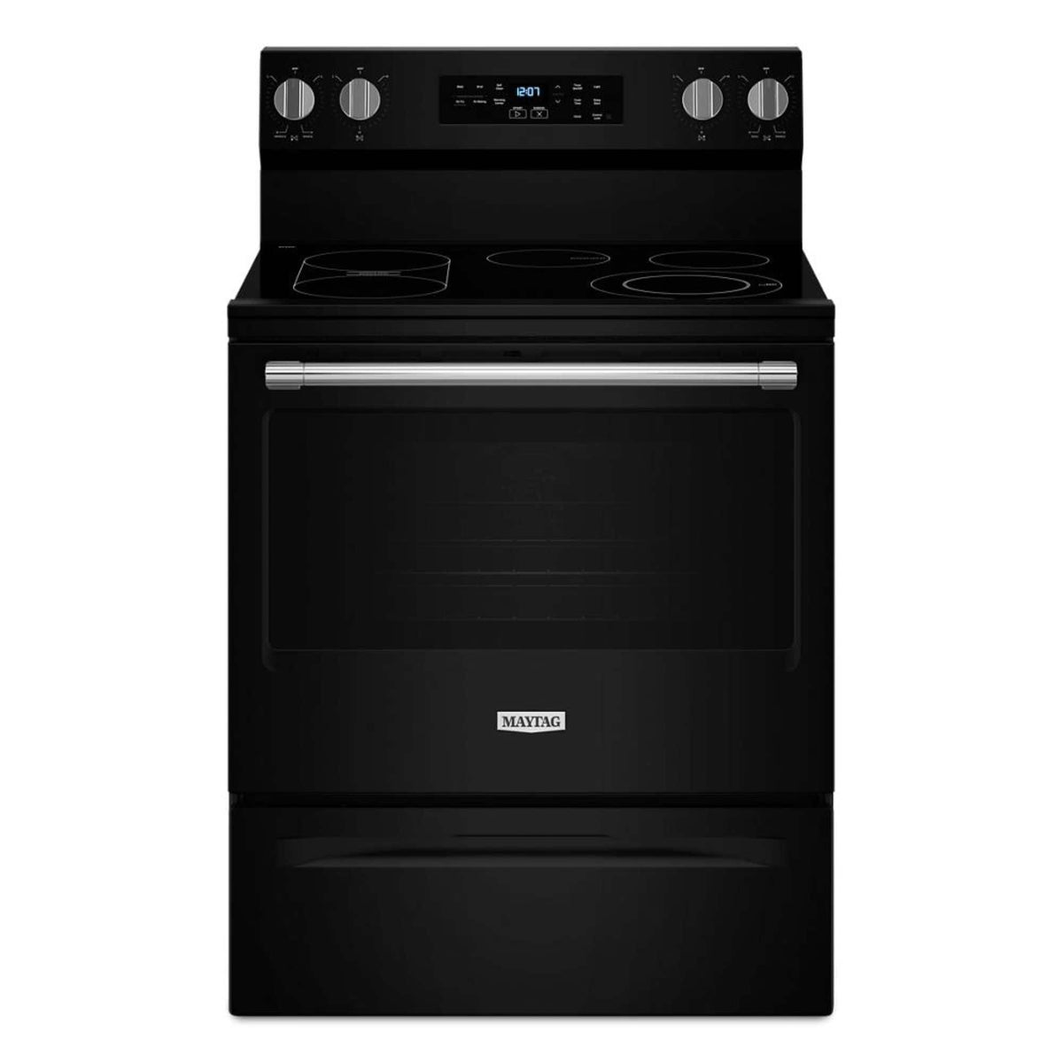 Maytag - 30 inch Wide 5 element 5.3 cu. ft. Electric Range With No Preheat Air Fry and Air Baking - Black