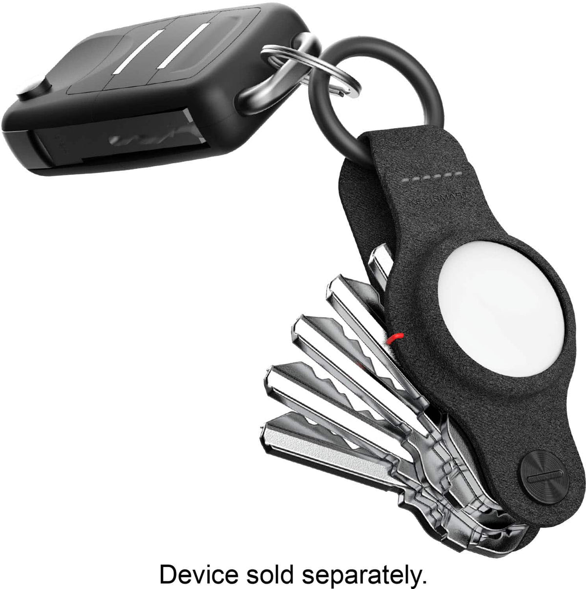 KeySmart - Air Compact Key Tracker and Holder For AirTag - Vegan Leather Black
