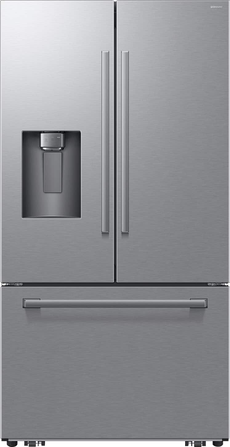 Samsung - 36 in. Wide Bespoke AI 24 cu. ft. Counter Depth 3-Door French Door Refrigerator with Zero Clearance Fit & Sphere Ice - Stainless Steel