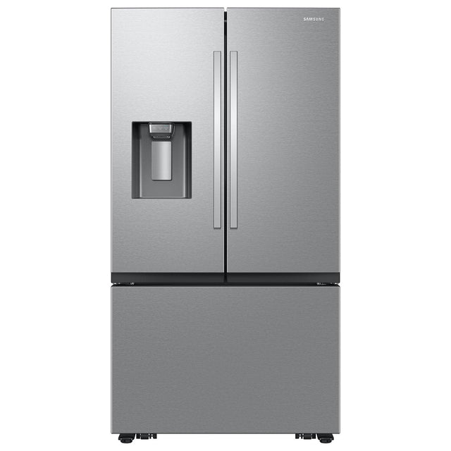 Front. Samsung - 36 in. Wide Bespoke AI 31 cu. ft. Mega Capacity 3-Door French Door Refrigerator with External Water & Ice Dispenser - Stainless Steel.