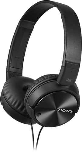 Front. Sony - Noise-Canceling Wired On-Ear Headphones - Black.