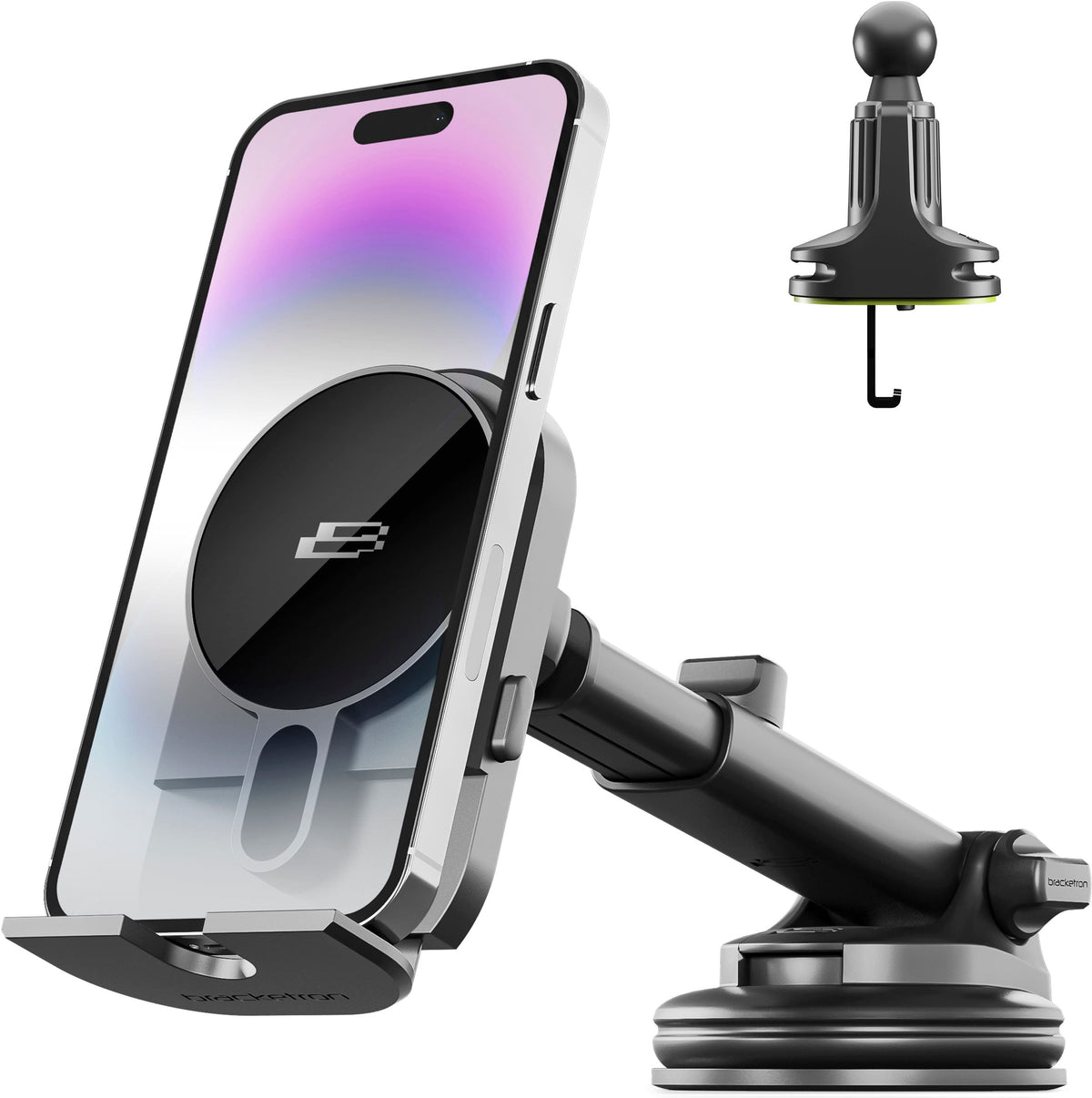 Bracketron - PwrUp MagAlign Window,Dash & Vent Mount for most cell phones - Black