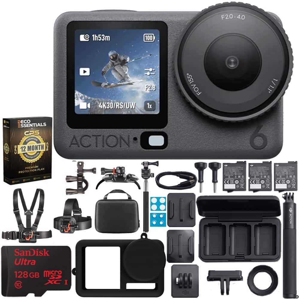 DJI - Osmo Action 6 Adventure Combo, 4K120fps, 4h Battery + 1 Year Extended Warranty Protection Plan