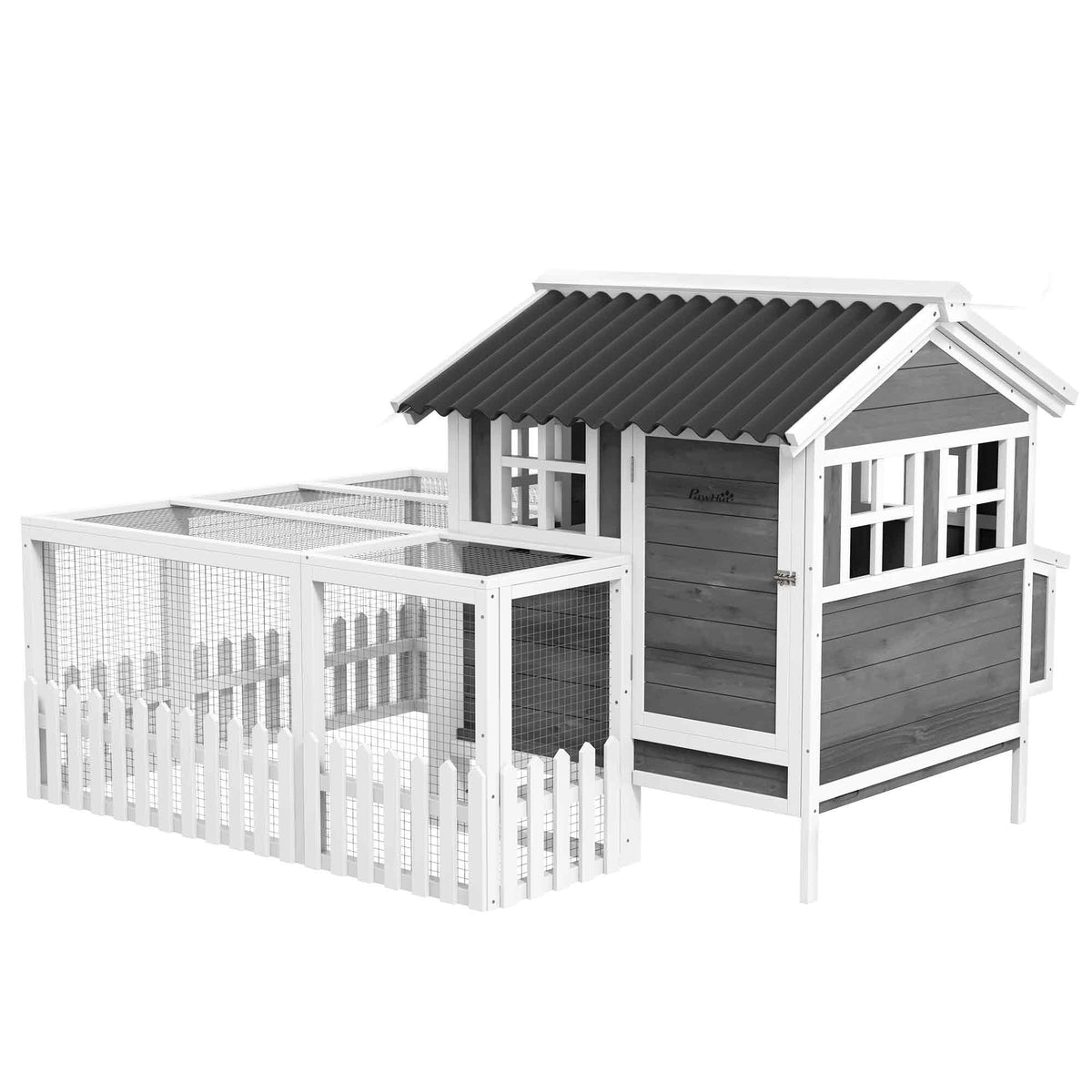 Pawhut - Wooden Chicken Coop with Run for 1-2 Chickens
