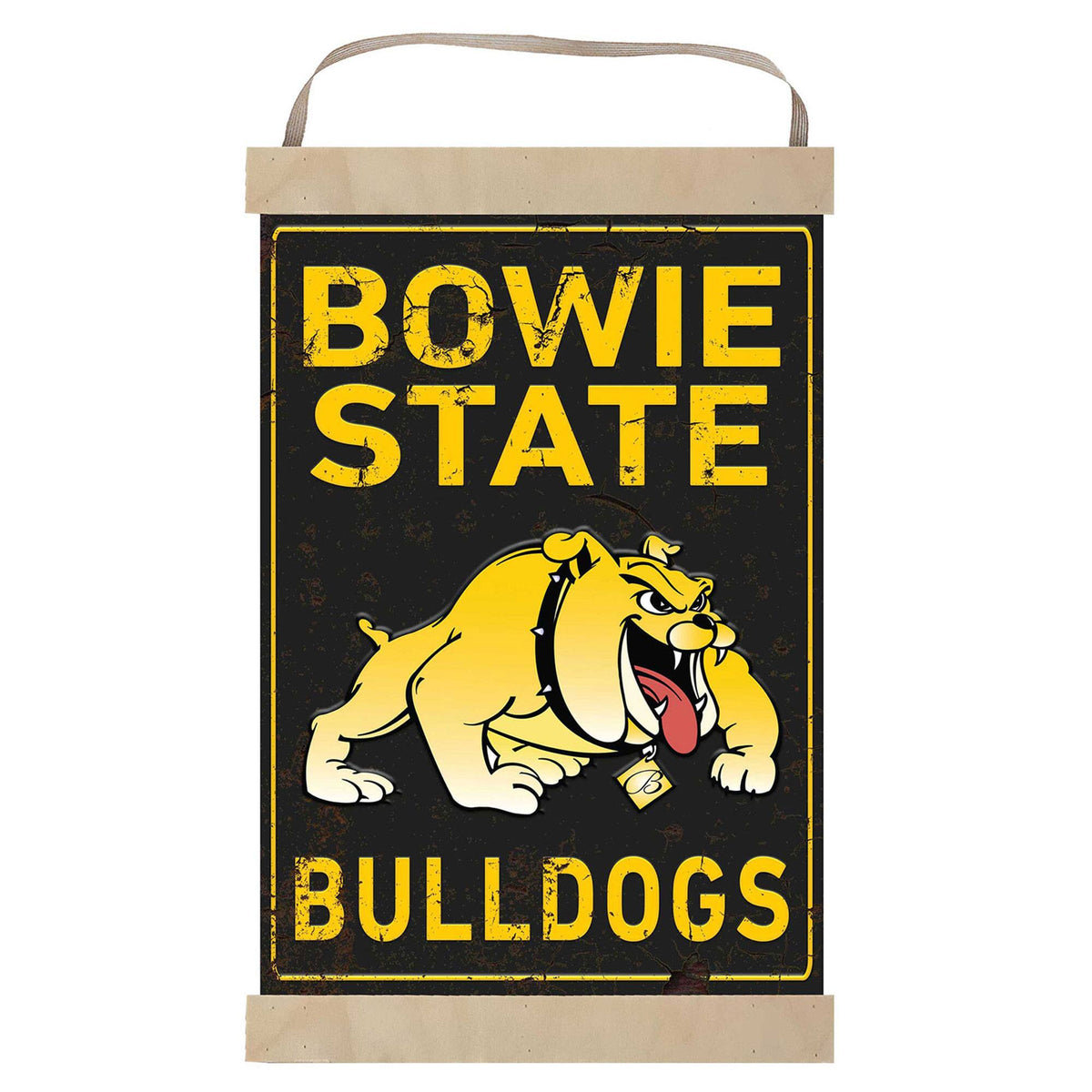 Jardine - Bowie State Bulldogs Faux Rust Banner Sign - Yellow