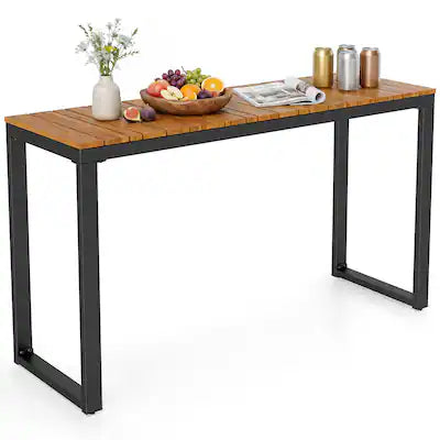 Costway - Outdoor Console Table with Metal Frame Foot Pads Buffet Bar Storage Organizer